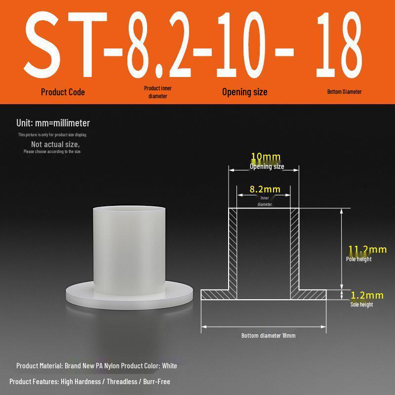 T-förmige Nylon-Unterlegscheibe: Konvex-Konkave Schraubwellenhülse, Stufen-Kunststoffscheibe, Nylonbuchse, Isolierkapsel ST2-ST35