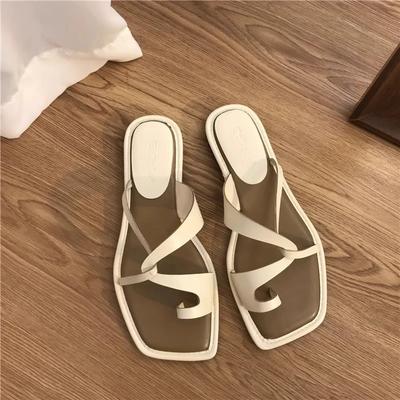 Sandalen Frauen Sommer Neue Koreanische Version Clip Toe Flip-Flops Outdoor-Mode Flache Beiläufige Rutschfeste Sandalen Weibliche Strand Pantoletten