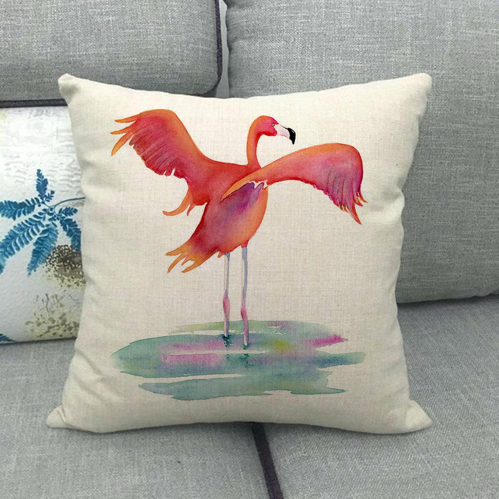 Adorable Flamingo Watercolor Flowers Digital Printing Short Plush Pillow Covers For Car Sofa Office Cushion Cover Home Goods