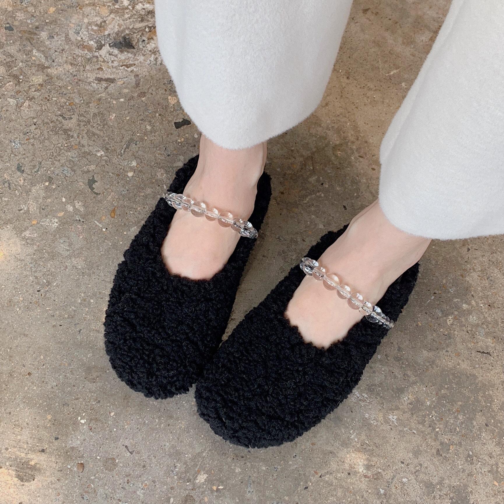 

Модные шикарные мокасины из овечьей шерсти женские мокасины из бисера и кристаллов из хлопка Мэри Джейн женские меховые балетки плюшевые зимние туфли женские добавить кашемировые мокасины 5 чёрный