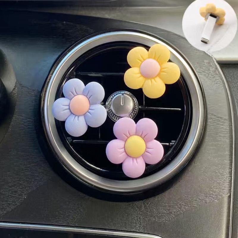 Cute Flower Aromatherapy Car Air Outlet Decoration Perfume Clip Air Freshener Colorful Flora Car Interior Decor Auto Accessories