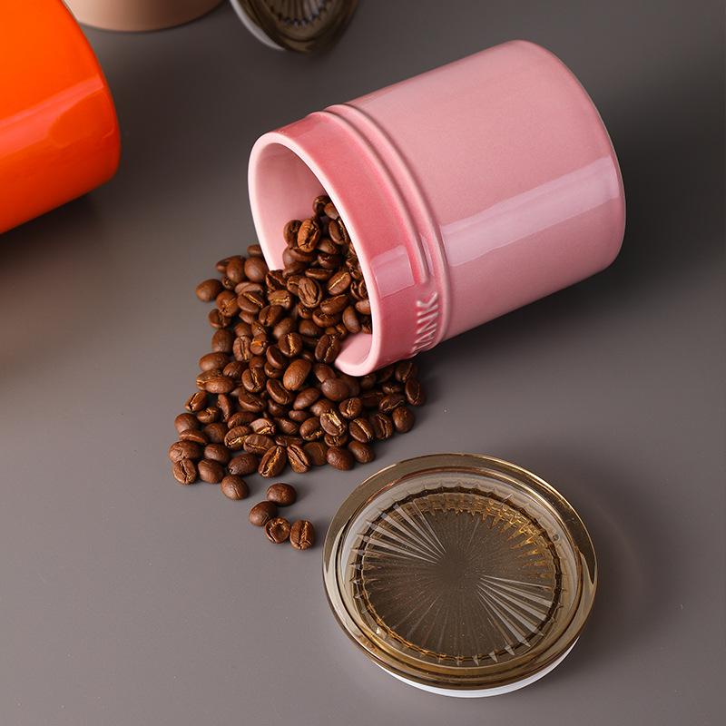 Colorful Ceramic Storage Tank Creative Household Kitchen Grains Coffee Flower Tea Candy With Lid Storage Box Sealed Jar