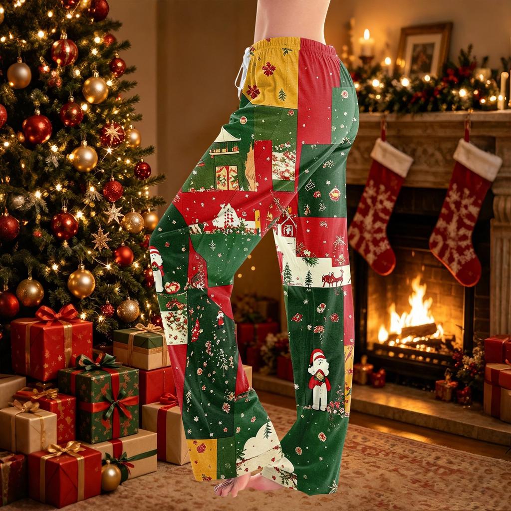 Women's Christmas Print Pants Casual Pants No Pockets