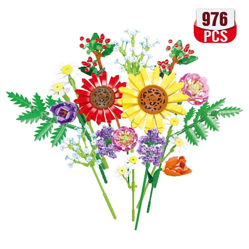 

Набор строительных блоков «Полевые цветы», ботаническая коллекция «Подсолнух», строительные игрушки для взрослых и детей, день рождения, 976 шт. boxxed