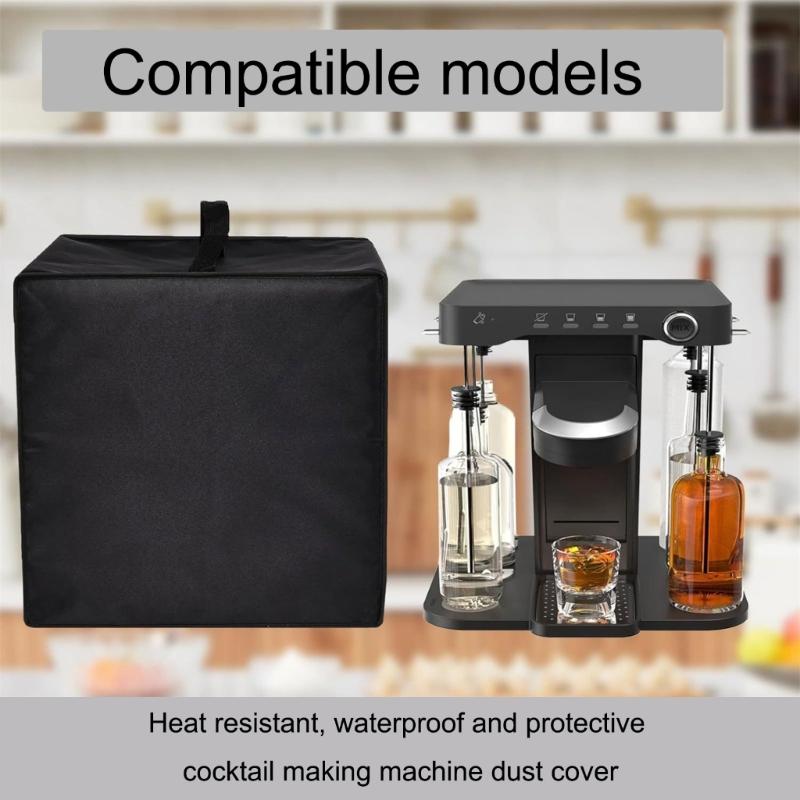 Heavy Duty Heat Resistant Waterproof Dust Cover for Cocktail Maker Machine for Popular Models in Black