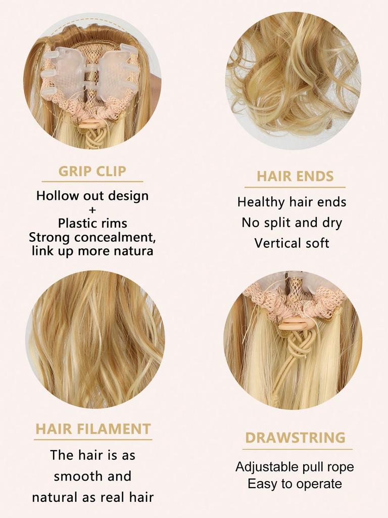 Synthesize 18-inch Claw Clip Waves Ponytail To Extend Female Ponytail Wig