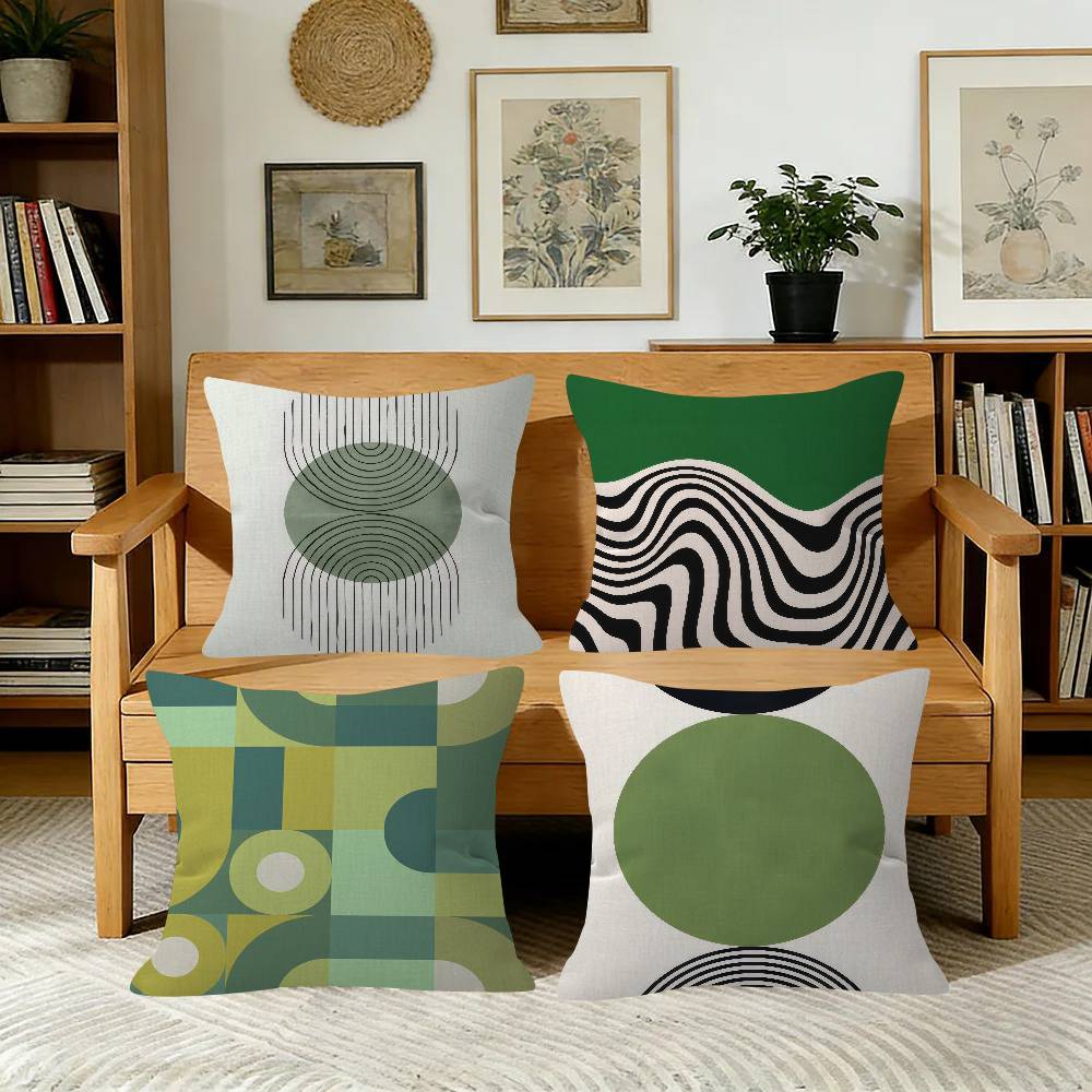 Abstract GREEN Bauhausstyle Cushion Cover Car Throw Pillow Case For Sofa Car Christmas Gift