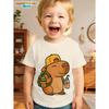Cute Capybara Boy Clothes Cartoon Graphic Short Sleeve Tee Boy Child T-Shirt Summer Loose Top Fashion Kids Clothes Boys Clothing