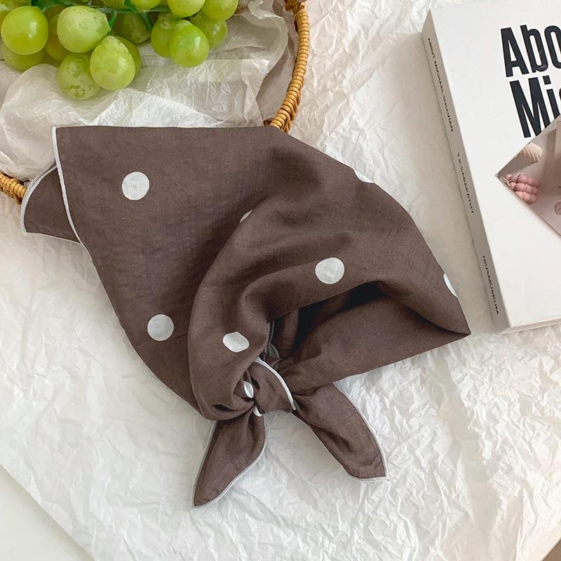 

Шелковый шарф новый высококачественный в горошек хлопок и лен маленький квадратный шарф литературный и универсальный модный темпераментный шарф шарф головной платок повязка на голову