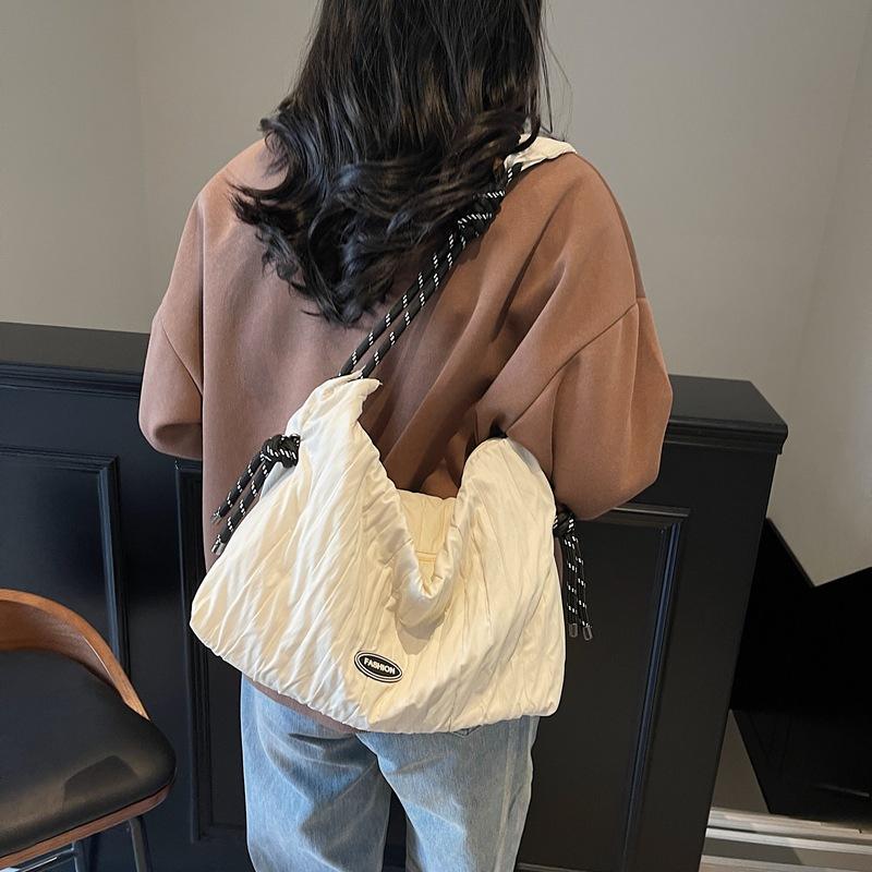 Pleated Bag Women's Large Capacity Tote Bag 2025 Autumn New Fashion Casual Lazy Style Crossbody Bag Relaxation