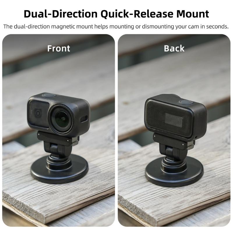 Quick Detach Magnetic Camera Base for Action 6 Sports Cameras Mount with 180Degree Rotations Standard 1/4Inch Hole Mount
