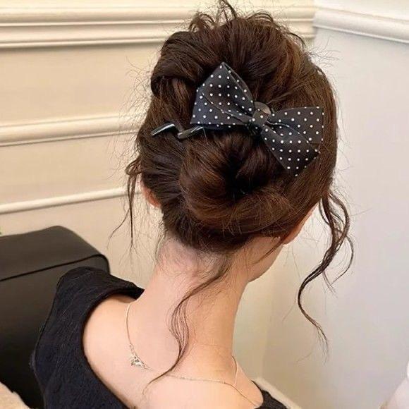 Elegant Dot Bow Hair Clips for Girls Satin Twist Hairpins Hairgrip Korea Back of Headwear Barrettes Women Hair Accessories