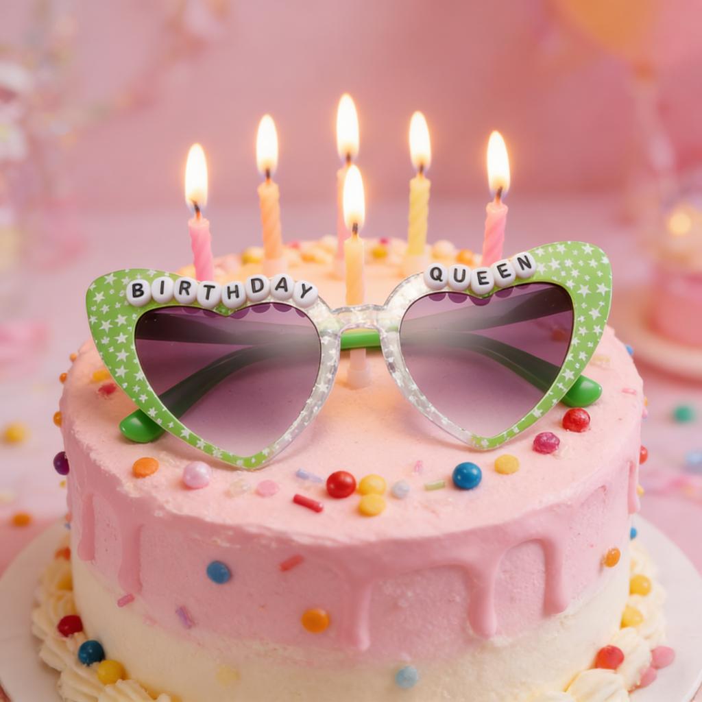 Birthday Queen Heart Style Women Girlfriend Birthday Party Sunglasses Gift Cute Romantic Present