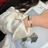 New Chinese Style Double Circle Bracelet Women Ice Obsidian White Crystal Rosewood 6mm Handmade