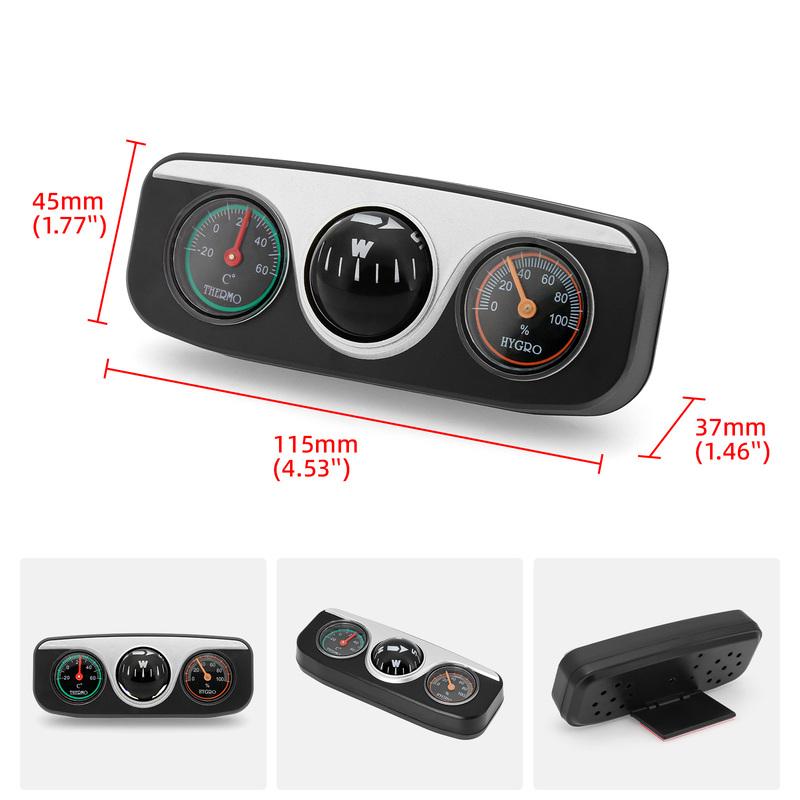3 In 1 Guide Ball Car Compass Thermometer Hygrometer Dashboard Ornament Auto Interior Accessories Navigation Compass for Boat
