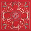 [POBING] 100% Silk Square Scarf Women  Brand Foulard NeckerChief High Quality Silk Horse Scarves Shawl Hijab Office Bandana