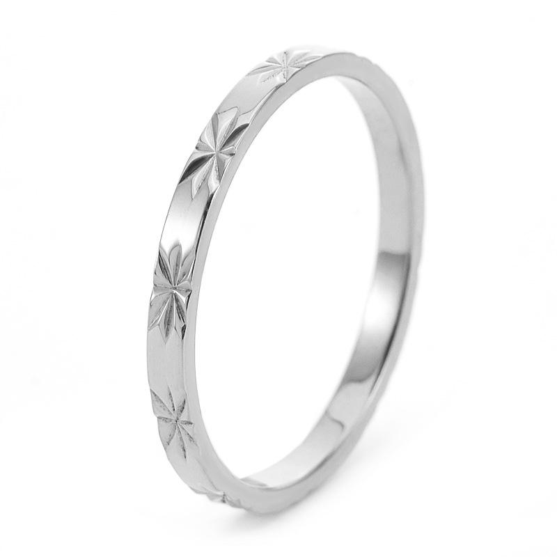 6-10 Size Gold Color Engraved Stainless Steel Ring, Suitable for Women's Simple Daily Wear, Holiday Party Jewelry Gifts