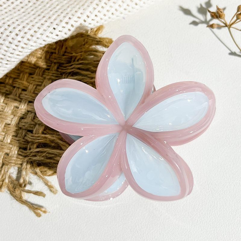 Colorful Contrasting Frangipani Hairpins Flower GrabbersSweet Back of The Head Updo Shark Hairpins