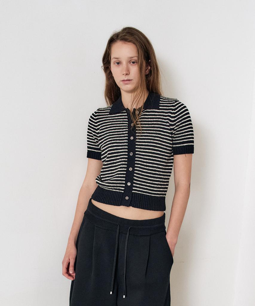 EZIO WOMEN Stripe Boucle Knit_Black
