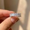 925 Sterling Silve Gorgeous Promised Rings Love Wedding Zircon Full Paved Square Crystal Zircon Elegant Women Engagement Ring