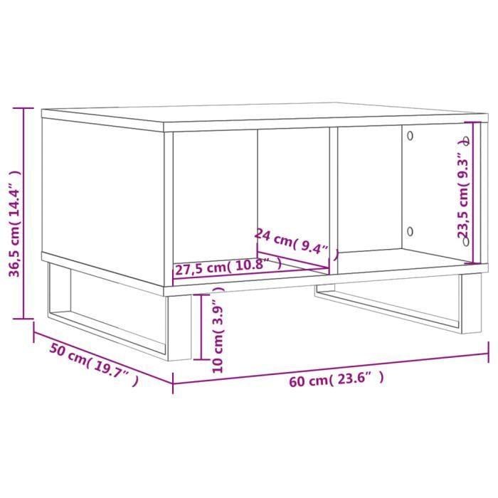 VidaXL Coffee Table Sonoma Grey 60x50x36.5 Cm Engineered Wood 830554