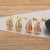 Nidin Hot Sale Original Design Waterdrop Shape Elegant Aesthetic Earrings For Women Pave Colorful Zircon Ear Jewelry Accessories
