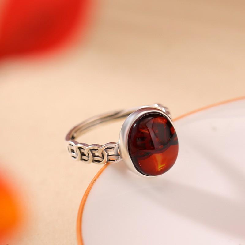 Adjustable Vintage Coin Motif Oval Cabochon Ring In Antique Amber Tone Copper Unisex Stylish Layering
