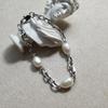 Pulseira de pérolas naturais Meier - gota de pérola de água doce estilo europeu e americano vintage corrente pesada