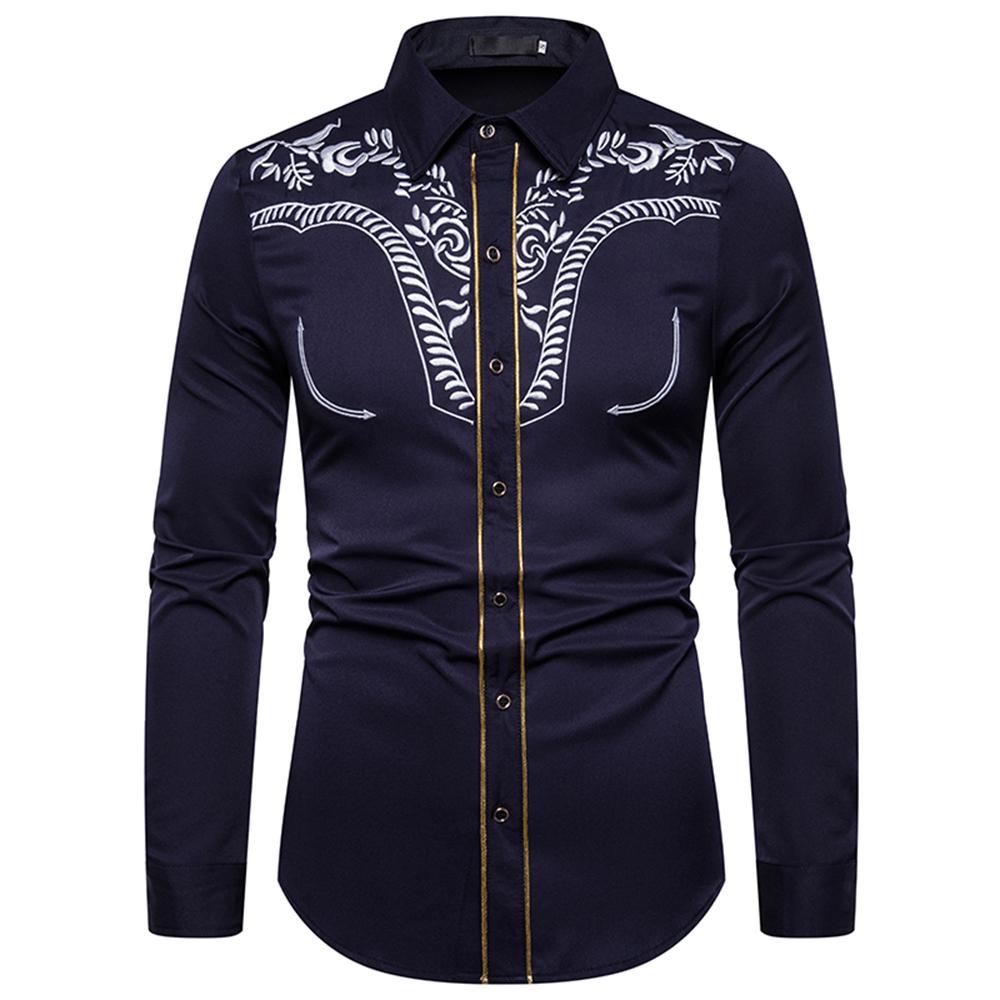 Hokny TD Mens Turn Down Collar Casual Embroidered Long Sleeve Button Down Shirts Hokny TD Mens Turn Down Collar Casual Embroidered Long Sleeve Button Down Shirts