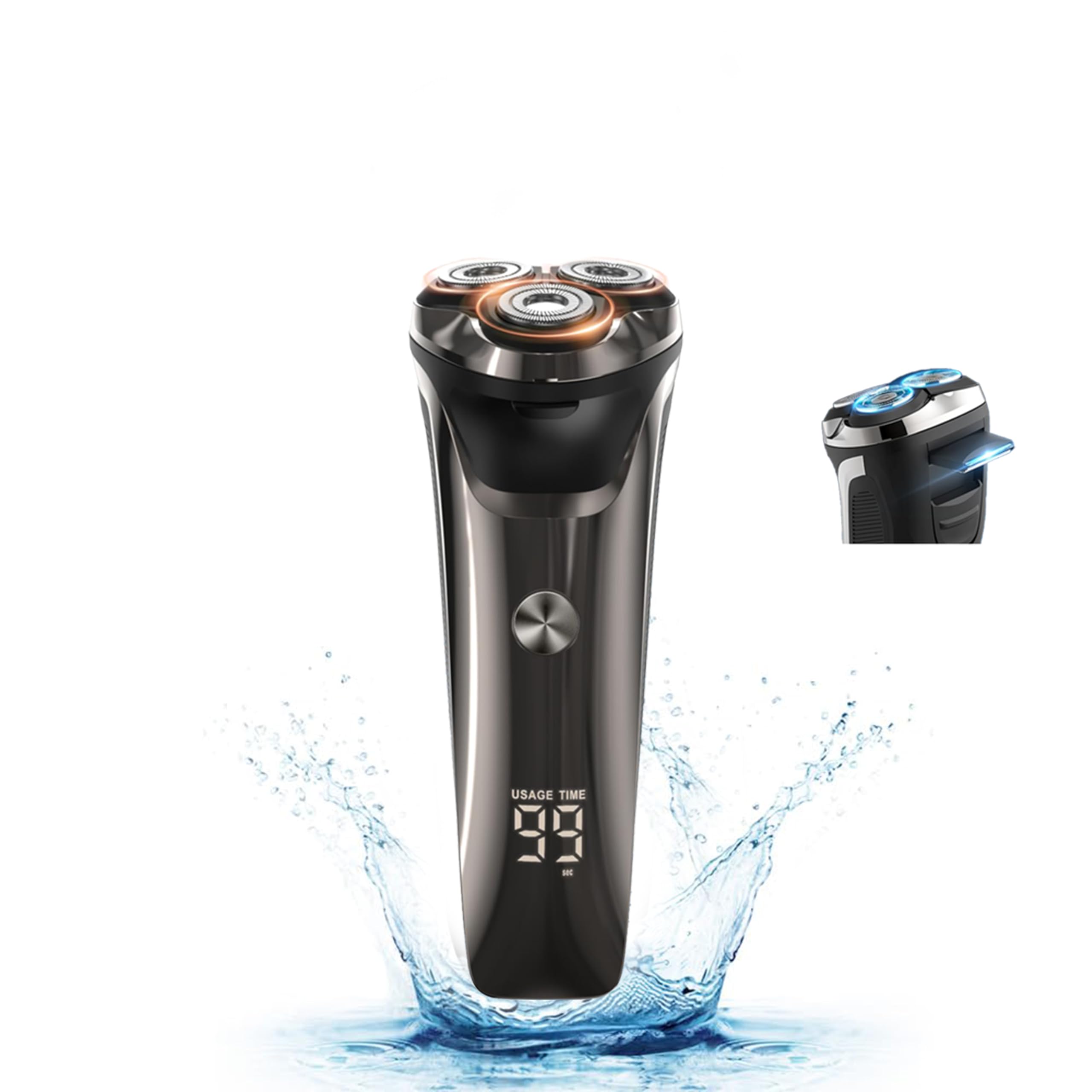 

Бритва [Новое поступление 2024 г.] Электробритва RAINBEAM Мужская бритва Вращающаяся на 360° 27 лезвий Влажная и сухая электробритва Портативная бритва с низким уровнем шума