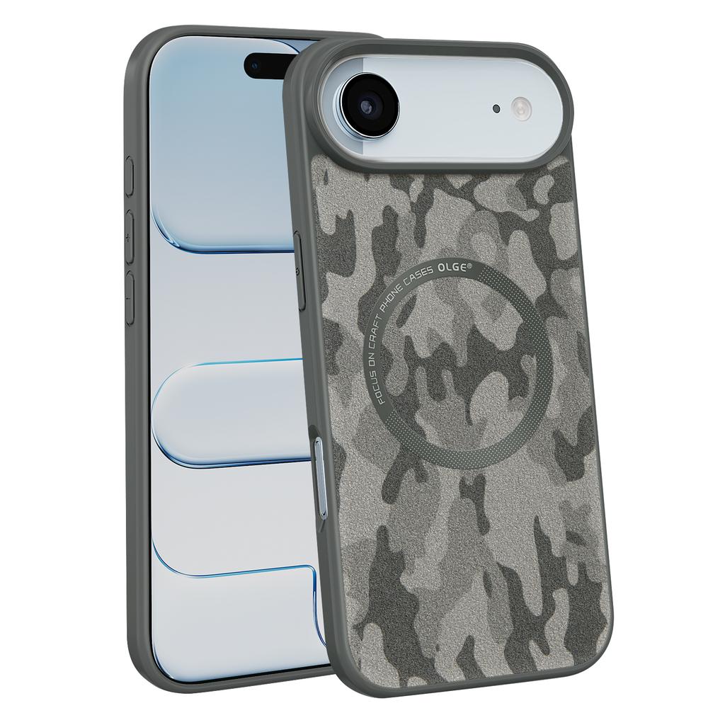 Luxury Ultra-Thin Camouflage Leather MagSafe Case For iPhone 17 Air 16 15 14 13 12 11 Pro Max Magnetic Wireless Charging Cover