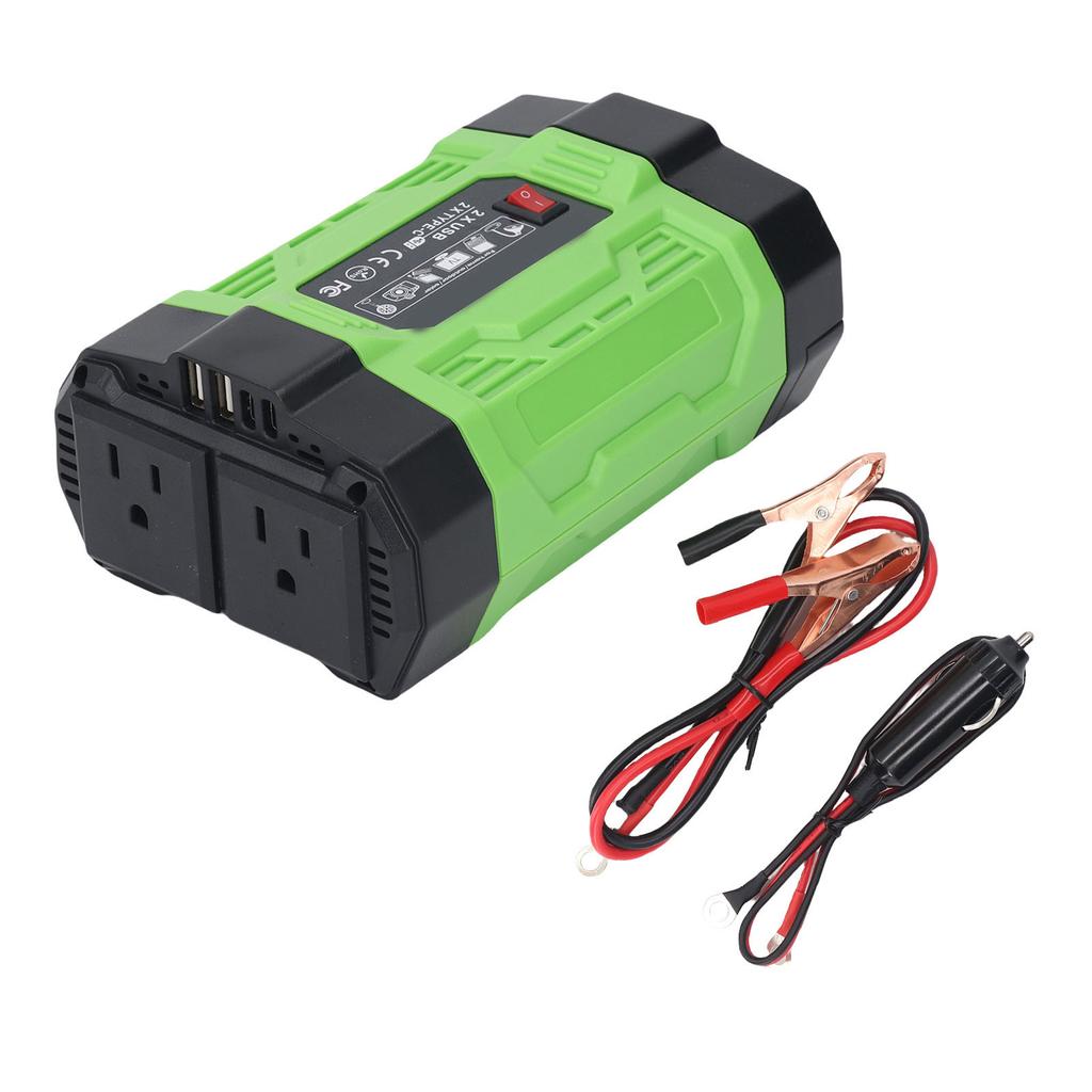 Car Power Inverter 200W 12V DC to 110V AC Car Inverter Converter with 2 USB 2 Type C 2 Sockets