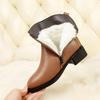 Women's Winter Boots Fashion Shoes Large Size Genuine Leather Women's Short Boots Natural Wool Mid-heel Ladies Martin Boots