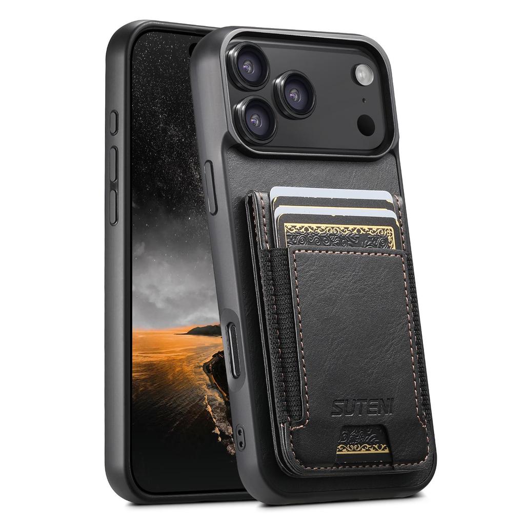 Compatible Leather Case for Apple 17 Pro Max, Google 10 Pro XL, Samsung - SIM Card Holder & Stand