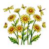 Forårsblomster Vinduesklistermærke, Gule Vilde Blomster Sommerfugle Guldsmede Vinduesklistermærke, Anti-Kollision Genanvendelig Statisk Glas Klistermærke til Hjemmekontor