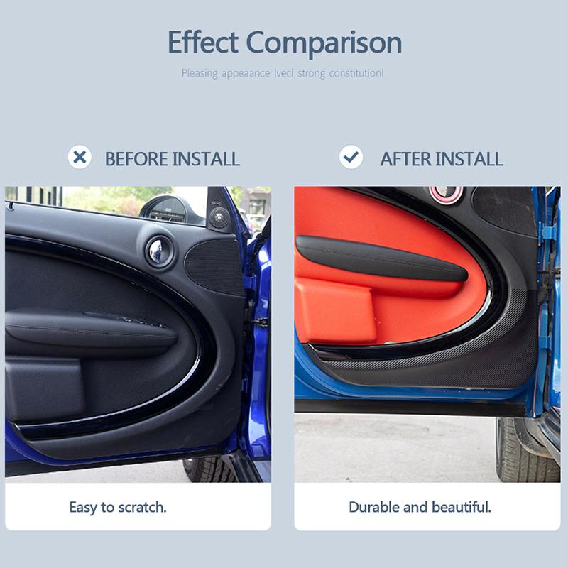 Carbon Fiber/leather Sticker Car Inner Door Panel Protection Anti Kick Film Sticker For Mini Cooper F55 F56 R56 R60 F54