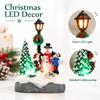 Christmas Decoration Resin House Miniature Lighted Snowman Tabletop Ornament
