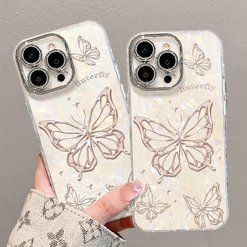 Line Butterfly Suitable for Apple 17promax Mobile Phone Case Iphone16 Light Luxury Premium 15 All-inclusive Lens 14 Women