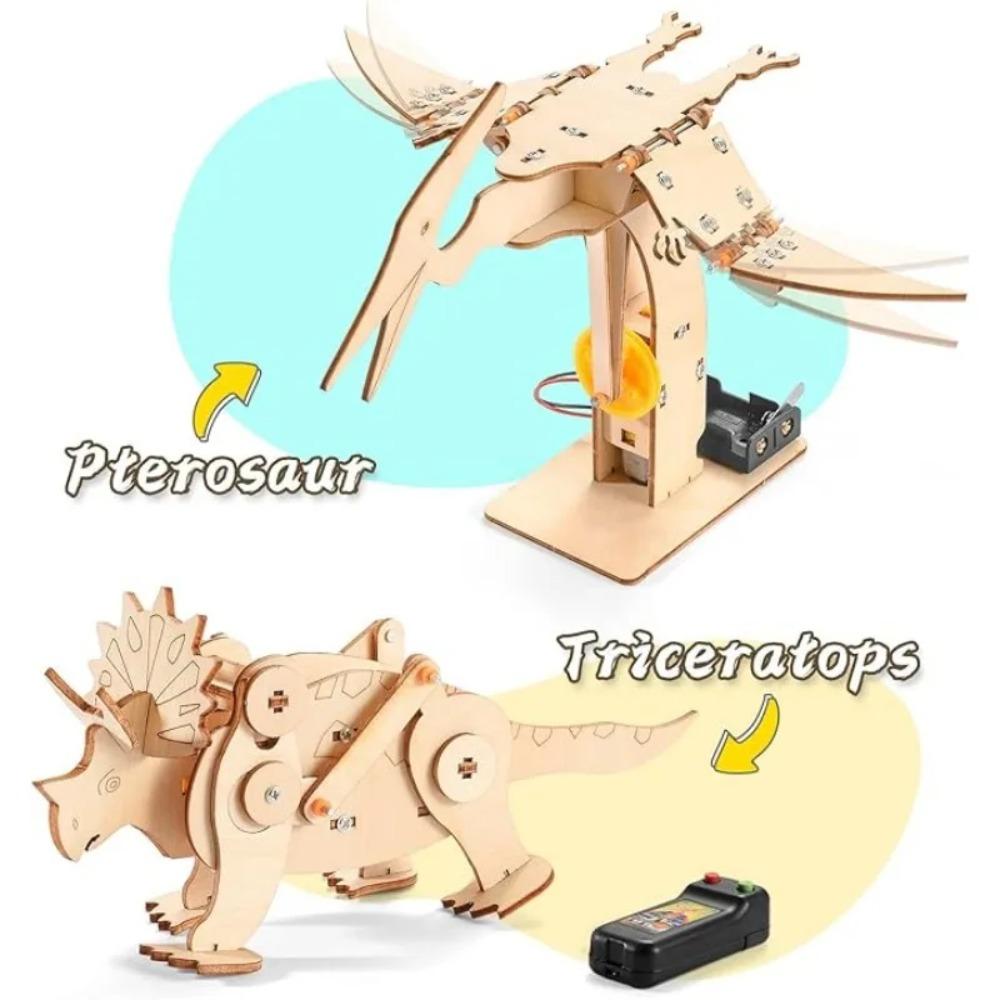 1/4PCS Dinosaur STEM Toys for Kids 3D Wooden Puzzle Model Robot Model Kit DIY Educational Science Building STEM Projects Gift
