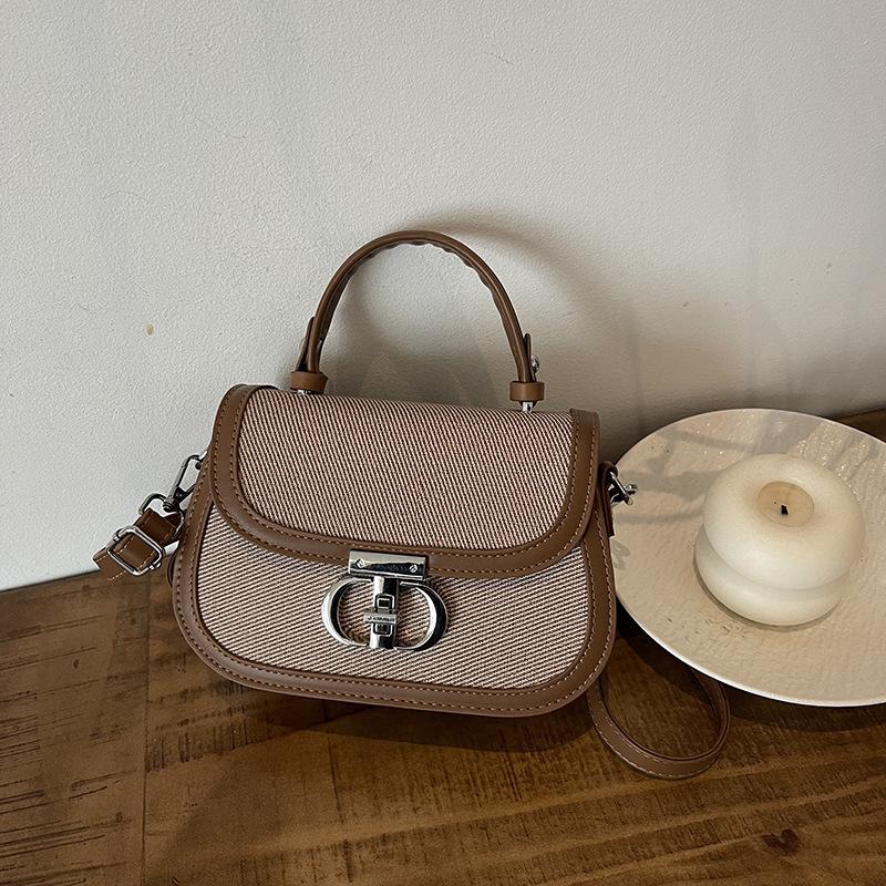 New Niche Design Popular Contrasting Color Saddle Bag Portable Shoulder Crossbody Trendy Women's Bag
