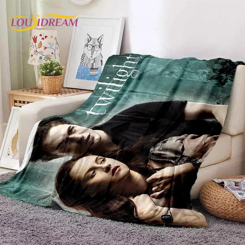 The Twilight Saga Edward Bella Mjuk Flanellfilt för Säng Sovrum Soffa Picknick, Kastfilt att Täckas med Utomhus Fritid Vilo-present