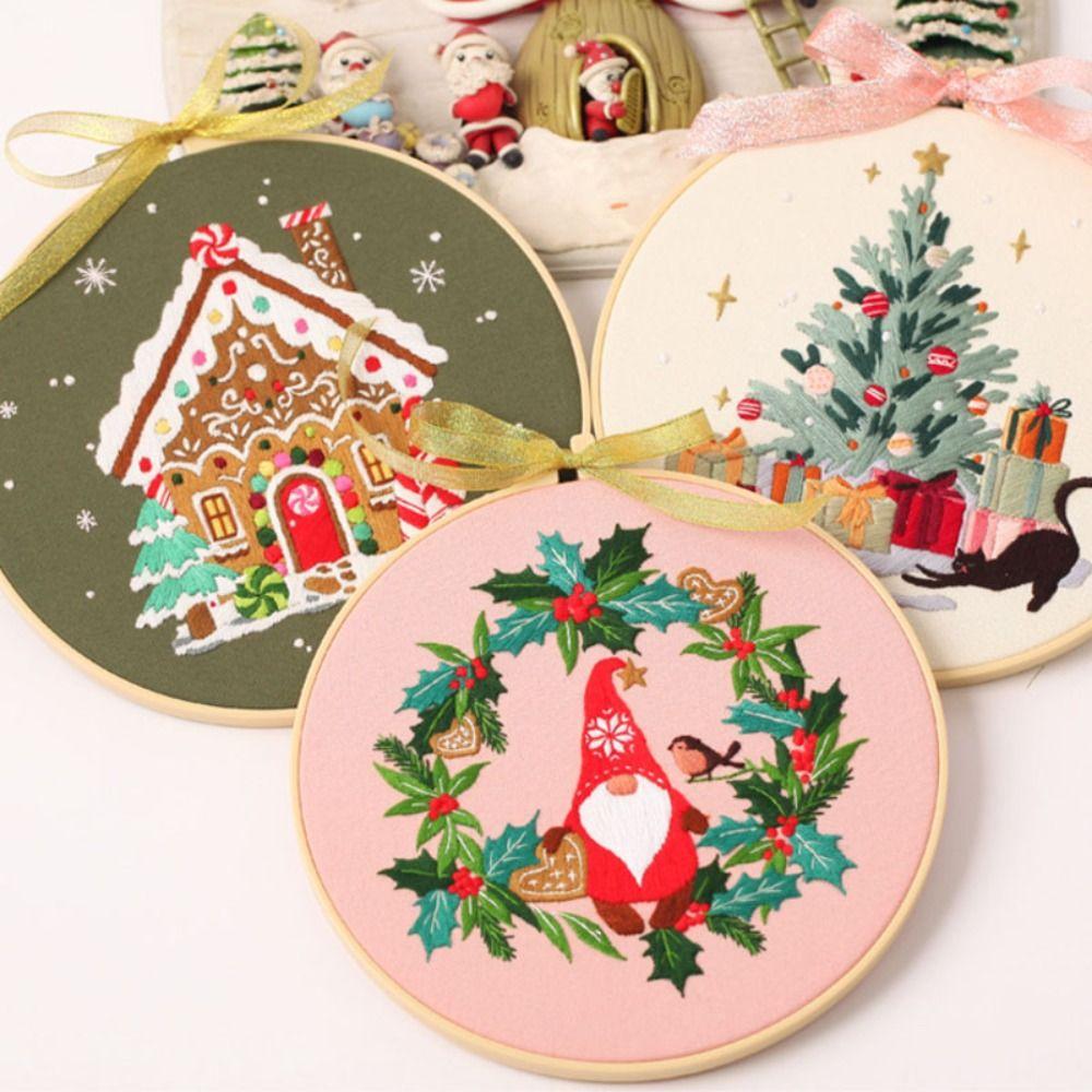Handmade Christmas Embroidery Kit Colorful Embroidery Set Cross Stitch Set Beginner