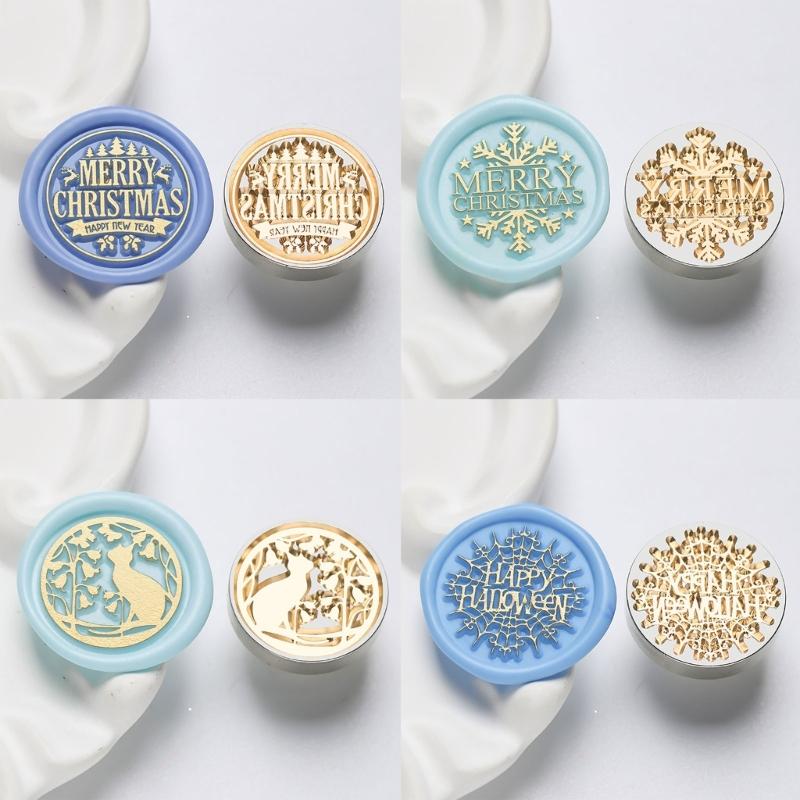 5Pcs Butterfly Rose Embossed Seal Stamp Replaceable Seal Stamp Head for Letter Envelope Christmas Card Party Invitations