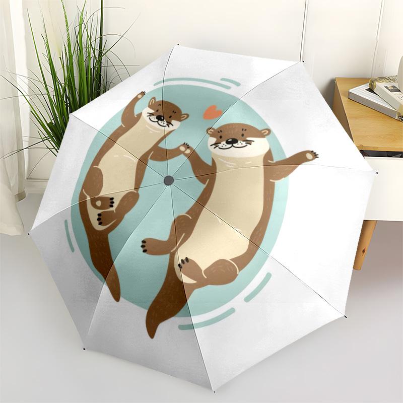 

1pc animal Umbrella Portable Folding Umbrella Iron Frame Hole Bone Structure Outdoor Home Umbrella