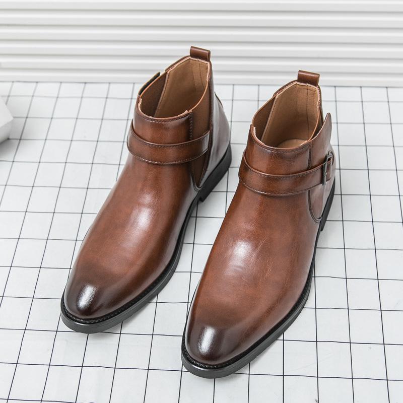 

Мужские кожаные ботинки большого размера осень и зима новые кожаные ботинки с высоким берцем модные в британском стиле мужские ретро ботинки Мартин 46