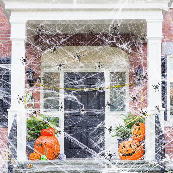 Halloween Spider Web Decoration Stretchy Spider Web with Small Fake Spiders Large Cobwebs for Indoor And Outdoor Parties Haunted Houses Decor