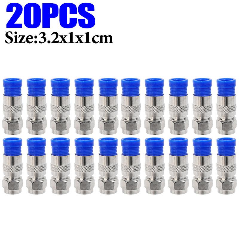 5/50x RG6 Compression Connectors Waterproof F Connector with Blue Insulation Sleeves for Secure Electric Cable Joining Supplies