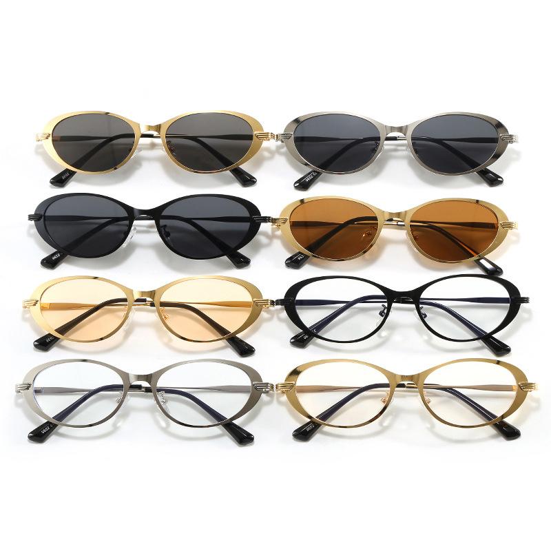 Fashion Retro Metal Frame Oval Sunglasses Women's INS Style Outdoor UV Protection Sun Glasses UV400 Shades Men's Goggles