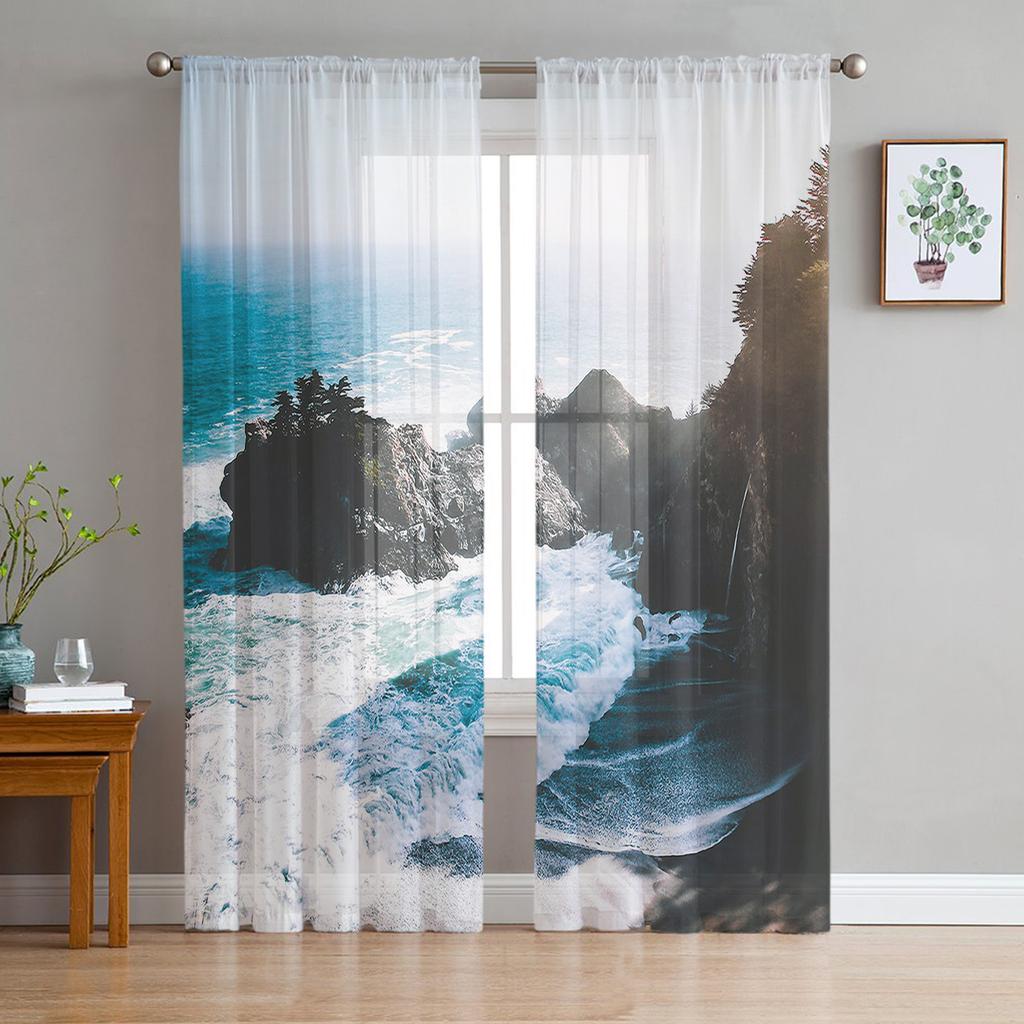 Window Openings Rocks Seaside Views White Tulle Curtains For Living Room Bedroom Space Space Children Room Kitchen Area Window Decor Sheer Voile
