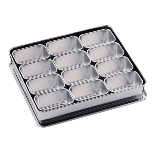 

Oya Seisakusho Press No. 00 Yakumi Container, 12-Piece Square Container, 18-8 Stainless Steel, Made in Japan, AYK14012